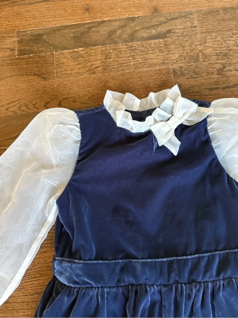 Janie and Jack, Girls Navy Blue Velvet Wide Leg Holiday Jumpsuit, Size 5 EUC